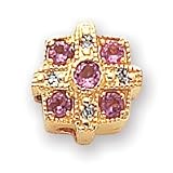14k .02ct Diamond & Pink Tourmaline Bracelet Slide