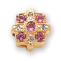 14k .02ct Diamond and Pink Tourmaline Bracelet Slide by A Great Jewelry Co.