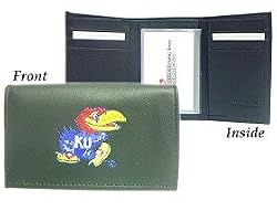 Kansas Jayhawks Embroidered Leather Tri-Fold Wallet - College Athletics Sports Merchandise