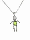 Sterling Silver Boy August Birthstone Necklace with Rolo Chain