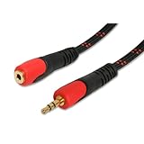 Aurum Cables 3.5mm Car Stereo Auxiliary Male to Female (Aux-in) Input Cable (Ideal for Car Aux in / Ipod, Ipod Touch / Iphone 3g + 3gs / Mp3, Ipad Sansa) 3ft Braided Red