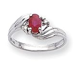 14k White Gold .03ct Diamond and Ruby Birthstone Ring - JewelryWeb
