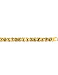 10K Yellow Gold 7.25" 7.0mm Polish Diamond Cut Bracelet With Fancy Lobster Clasp