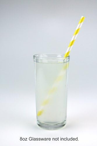 Paper Straws 8" Party Straws Pack of 25 Yellow Striped Straws - by Retro Sally