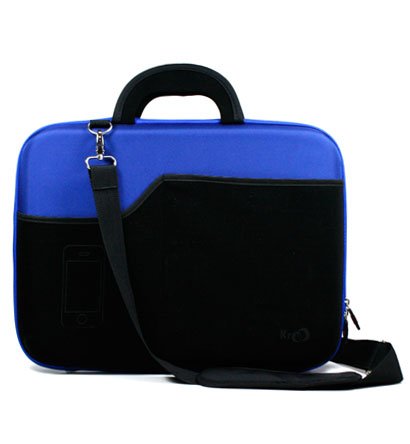 Lenovo 15.6 inch Notebook Laptop ThinkPad t60-2623 Dark Blue Hard Nylon Case with Black Neoprene Outside Pocket for Cellphone and Accessories