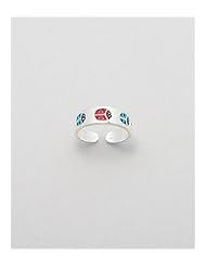 Ladybug Colored Enamel Toe Ring In 92.5 Sterling Silver