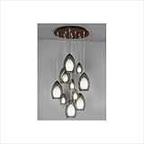 Line-Low 11-Port Voltage Rectangular Wood Canopy Finish: Satin Nickel, Shade: Smoke Linen, Bulb Type: Halogen
