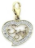 Sister In Heart, 14K Gold Diamond Charm