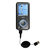 Retractable USB Cable for the Sandisk Sansa e270R with Power Hot Sync and Charge capabilities - Gomadic Brand w/ TipExchange Technology