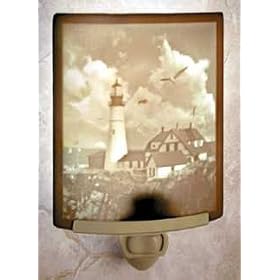 Portland Head Lighthouse Curved Lithophane Porcelain Night Light