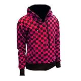 Checked Black and Pink Womens Zip Hoodie