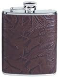 Review Simran  / Simran HF-6-ILG Ajmer 6 oz. Brown Fossil Leaf Pattern Italian Leather Stainless Steel Flask