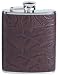 Simran HF-6-ILG Ajmer 6 oz. Brown Fossil Leaf Pattern Italian Leather Stainless Steel Flask