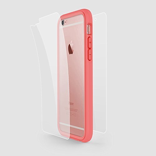 Rhino Shield Crash Guard Slim Impact Bumper Bundle for iPhone 6/6s - Coral Pink (includes: Bumper, Front Screen Protector, Rear scratch Protector Shield)
