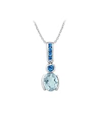 Sky Blue Topaz and Created Sapphire Pendant in Sterling Silver