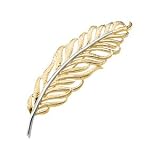 14K Two-Tone Gold Feather Brooch