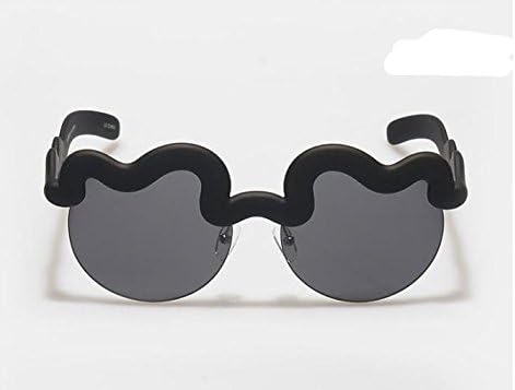 M Letter Cotton Clouds Waves Sunglasses Fashion Uv Round Frame Retro (matte black frame)