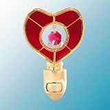 Red Stained Glass Heart Night Light - Red Swarovski Crystal