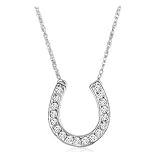10K White Gold Diamond Horseshoe Necklace (1/4ct tw 16" )
