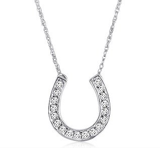 10K White Gold Diamond Horseshoe Pendant (1/4ct tw 16