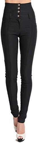 Ponny Tail Women's High Waisted Stretch Skinny Trouser Pants