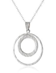 Sterling Silver Hammered Double Open Circle Drop Pendant Necklace, 18"