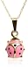 14k Yellow Gold Children's Pink Ladybug Pendant, 15