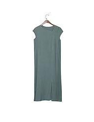 V-neck Asymmetric Short Sleeves Cotton/Linen Summer  Dress