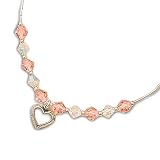 13+ 2 Extension Crystal and Liquid Silver Necklace with Open Heart Drop