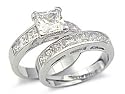Princess Cut Cubic Zirconia Engagement Ring and Wedding Band