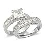 Princess Cut Cubic Zirconia Engagement Ring and Wedding Band