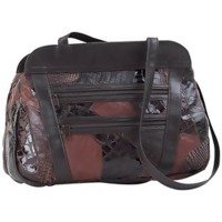 Large Patchwork Leather Brown Handbag