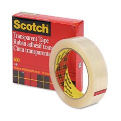 Scotch(R) Premium Transparent Film Tape 600 Clear, 1 in x 72 yd, 36 per case Boxed [PRICE is per ROLL]