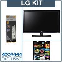 LG 32LK330 32 inch Class LCD HDTV, with Accessory Kit (2 HDMI Cables, 1 RGB Cable, 1 Audio Cable, Plasma / LCD Cleaning Kit, Belkin 6-Outlet Surge Protector)