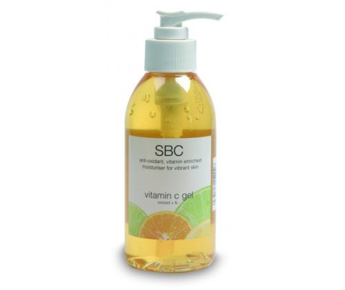 SBC Vitamin C Skin Care Gel 250ml NOW LESS 15% ONLY £10.70 With Pump Light textured, easily absorbed, non-sticky, water-based gel.  Particularly suitable for dull, lifeless skin.  Ideal moisturiser for neglected skin.  Protective moisturiser for both face...