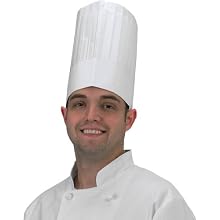 San Jamar DCH100 Paper Euro Style Disposable Chef Hat with Linen Finish, 9" Height