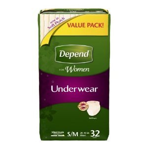 Depend for Women Underwear Maximum, Small/Medium, Case/64 (2 Value Packs of 32)