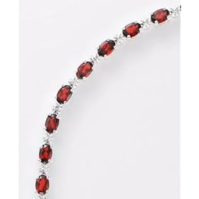 Sterling Silver Garnet and Diamond Bracelet by Macy's