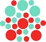 Set of 30 - Red / Mint Green Circles Polka Dots Vinyl Wall Graphic Decals Stickers