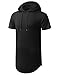 Aiyino Mens Hip Hop Longline Hooded T-Shirt US 2XL Black