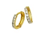 14K Yellow Gold Huggies Earrings with Channel Set Diamonds