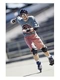 Portrait of a Young Man Inline Skating on Road, Rollerblading / Rollerskating Photographic Poster Print, 18x24