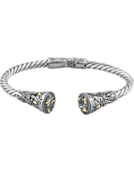 Sterling Silver Hinged Bracelet with 18KY Accents Sterling Silver & 18K Yellow 69913