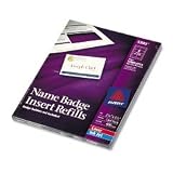 Avery 5390 White name badge inserts for laser printers, 400 2-1/4x3-1/2 inserts/box