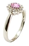 9ct White Gold 012ct Diamond Pink Sapphire Engagement Ring Size P