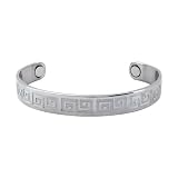 316L Stainless Steel Greek Keys, Bioelectromanetic Therapy Magnetic Bangle Design To Help Relieve Pain