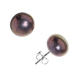 Sterling Silver 10mm Peacock Fresh Water Pearl Stud Earrings