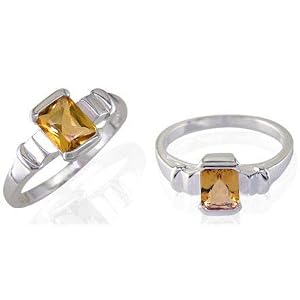 Buy Radiant Cut Citrine Ring Sterling SIlver by Peora