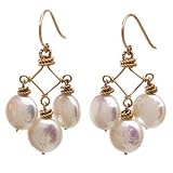 14k Coin Pearl Chandelier Earrings
