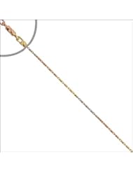14k Tricolor Gold, Raso Long Link Anklet with Sparkly Diacut